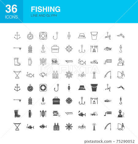 Fishing Line Web Glyph Icons 75290052