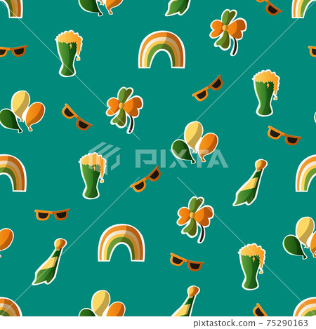 Saint Patrick s Day seamless pattern. Holiday Vector Illustration Background Saint Patrick s Day seamless pattern. Holiday Vector Illustration Background 75290163