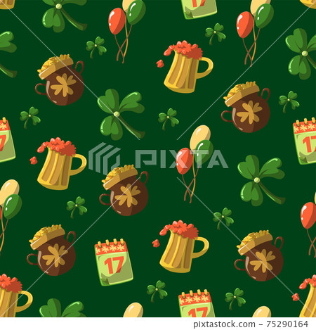 Saint Patrick s Day seamless pattern. Holiday... - Stock Illustration ...