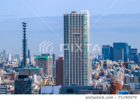View of Tokyo cityscape of Japan, tower apartment, Ministry of Defense, Otemachi (right of screen), etc. 75290979