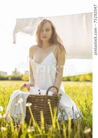White girl with blonde hair outside White girl with blonde hair outside 75292047