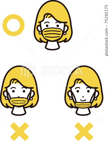 Female mask wearing request Corona virus face icon person illustration material 75292175