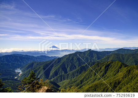 Summer sky, mountains of Okuchichibu and Mt. Fuji Summer sky, mountains of Okuchichibu and Mt. Fuji 75293619