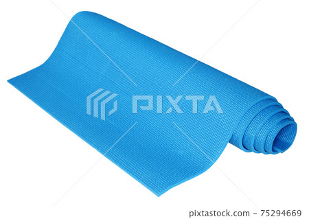 Light blue yoga mats isolated on white background with clipping path. 75294669