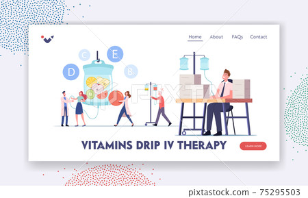 Vitamins Dripping, Iv Therapy Landing Page Template. Characters Applying Intravenous Infusion of Nutrients via Droppers Vitamins Dripping, Iv Therapy Landing Page Template. Characters Applying Intravenous Infusion of Nutrients via Droppers 75295503