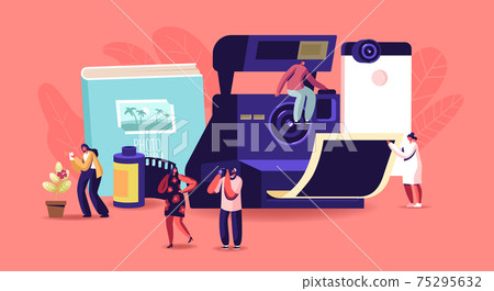 Tiny Photographers at Huge Photo Camera. Creative Profession or Occupation. Characters Photographing Take Photo Tiny Photographers at Huge Photo Camera. Creative Profession or Occupation. Characters Photographing Take Photo 75295632