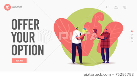 Men Make Decision, Comparison Pros or Cons Landing Page Template. Male Characters Compare Unequal Apples 75295798