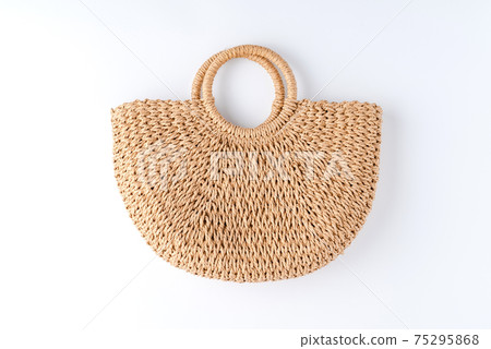 Women straw bag isolated on white background 75295868