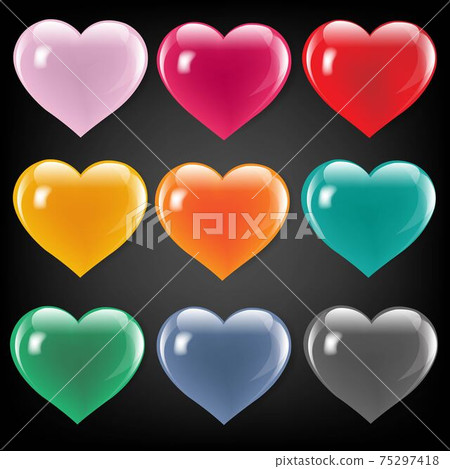 Colorful Hearts Isolated Black Background - Stock Illustration ...