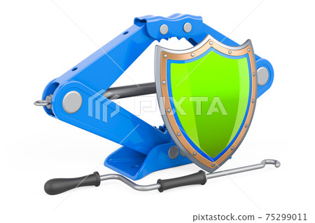 Car jackscrew with shield, 3D rendering 75299011