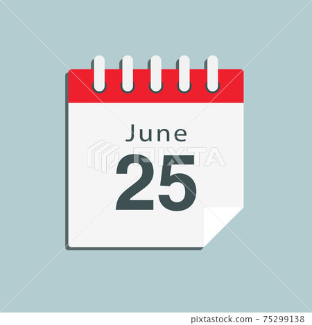 Icon day date 25 June, template calendar page 75299138