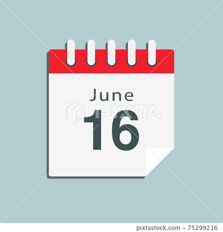 Icon day date 16 June, template calendar page 75299216