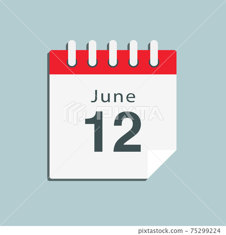 Icon day date 12 June, template calendar page Icon day date 12 June, template calendar page 75299224