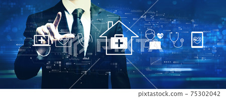 Telehealth theme with businessman Telehealth theme with businessman 75302042