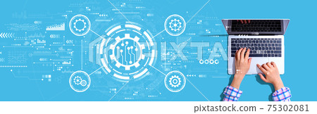 Automation concept with person using a laptop 75302081