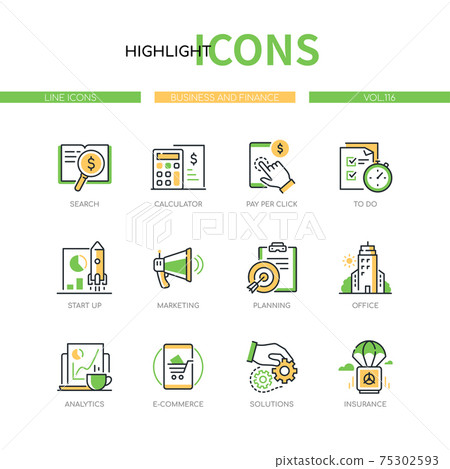 Business and finance - line design style icons set - Stock Illustration ...