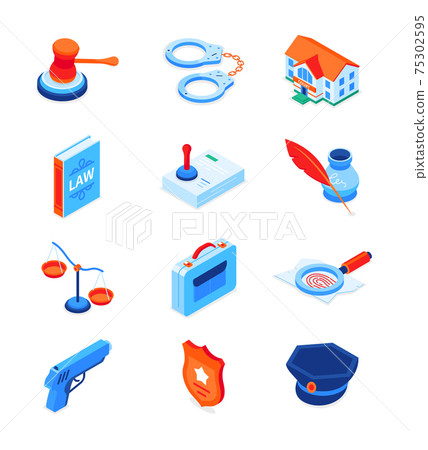 Law and justice - modern isometric icons set 75302595