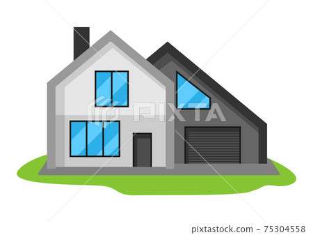 Illustration of facade of modern luxury house. Illustration of facade of modern luxury house. 75304558