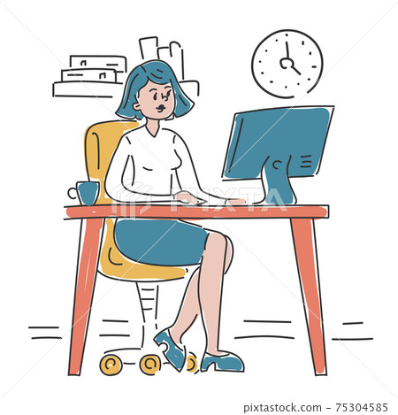 Businesswoman sitting at the desk in office 75304585