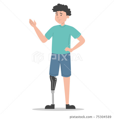 Happy young man with a prosthetic leg Happy young man with a prosthetic leg 75304589