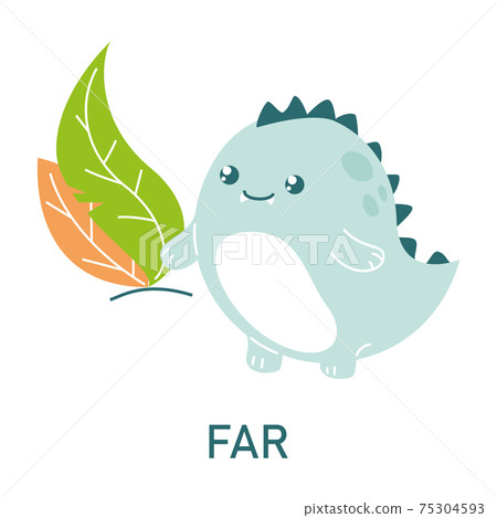 Dinosaur far from the leaves, learning preposition Dinosaur far from the leaves, learning preposition 75304593