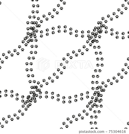 Cartoon paw for wallpaper design. Cartoon Modern design. Seamless fabric texture. 75304616