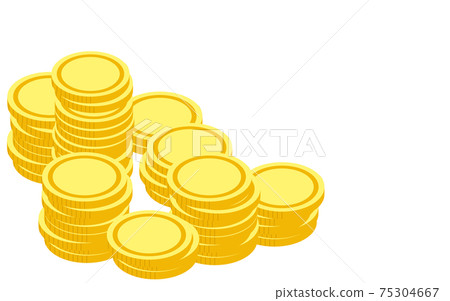 Illustration with gold coins piled up randomly, isometric 75304667