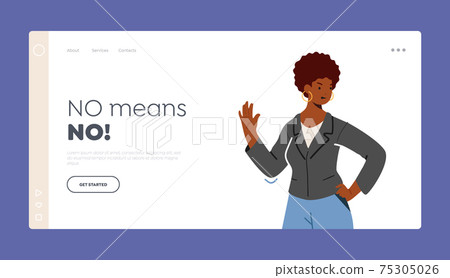 African Woman Express Negative Emotion, Disagree Feelings Gesturing Landing Page Template. Female Character Stop Gesture African Woman Express Negative Emotion, Disagree Feelings Gesturing Landing Page Template. Female Character Stop Gesture 75305026