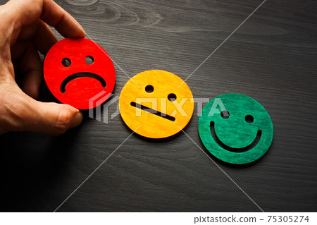 Negative feedback and rate with bad smile face. Negative feedback and rate with bad smile face. 75305274