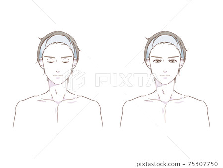 Men's beauty image illustration material set with a hair band 75307750