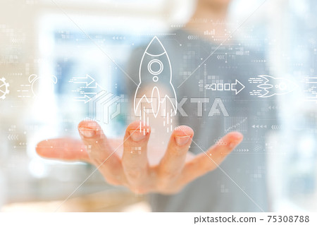 Rapid growth concept with young man Rapid growth concept with young man 75308788