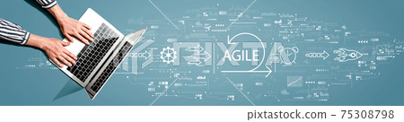 Agile concept with person using laptop Agile concept with person using laptop 75308798