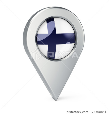 Map pointer with flag of Finland, 3D rendering 75308851