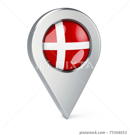 Map pointer with flag of Denmark, 3D rendering - Stock Illustration ...