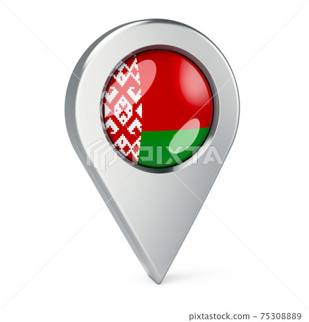 Map pointer with flag of Belarus, 3D rendering 75308889