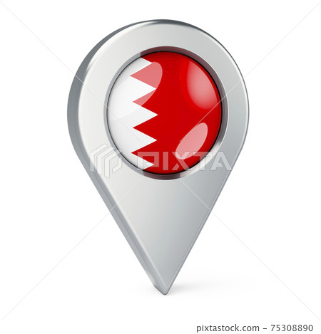 Map pointer with flag of Bahrain, 3D rendering 75308890