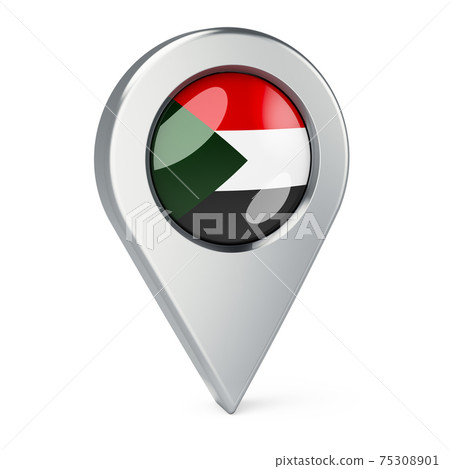 Map pointer with flag of Sudan, 3D rendering 75308901