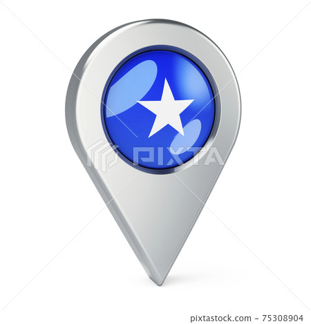 Map pointer with flag of Somalia, 3D rendering 75308904