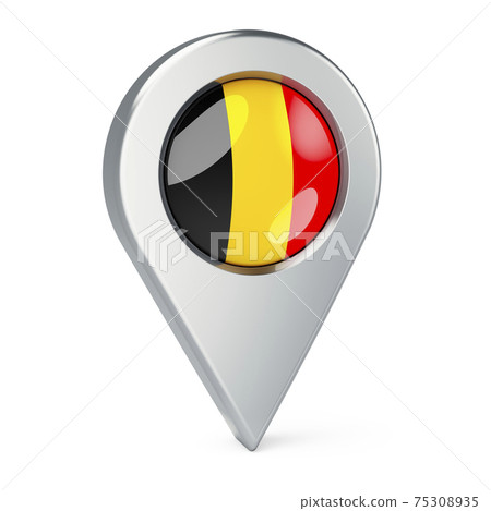 Map pointer with flag of Belgium, 3D rendering Map pointer with flag of Belgium, 3D rendering 75308935