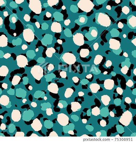 Abstract modern leopard seamless pattern. Animals trendy background. Blue and black decorative vector stock illustration for print, card, postcard, fabric, textile. Modern ornament of stylized skin. Abstract modern leopard seamless pattern. Animals trendy background. Blue and black decorative vector stock illustration for print, card, postcard, fabric, textile. Modern ornament of stylized skin. 75308951