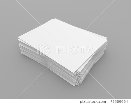 A stack of A4 papers on a gray background. 3d render illustration. A stack of A4 papers on a gray background. 3d render illustration. 75309664