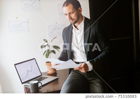 financial manager stock graph price trend analysing 75310083