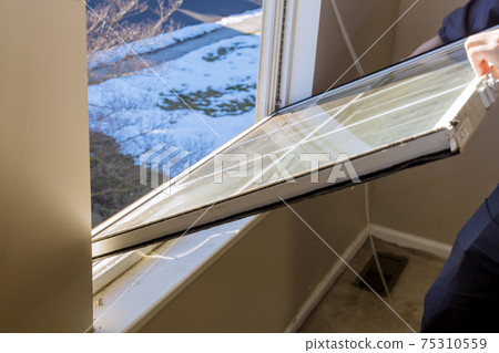 Professional master for removed break window in house during home renovation 75310559