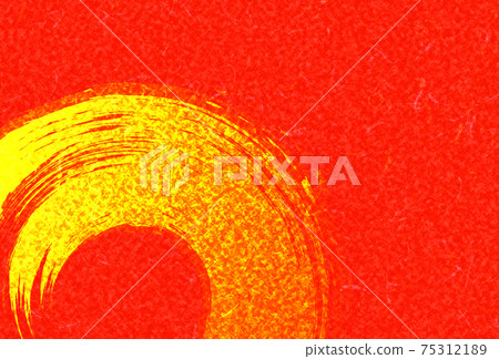 Japanese style background of red Japanese paper and gold ink circle Japanese style background of red Japanese paper and gold ink circle 75312189