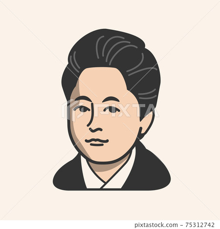 Umeko Tsuda Caricature Monochrome Stock Illustration