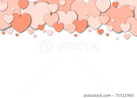 Valentine's material A frame with pastel orange hearts gathered at the top Horizontal background White Other colors available 75312993