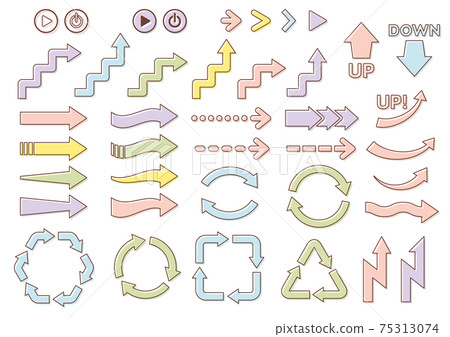 Simple arrow & circulation mark set Line art &... - Stock Illustration ...