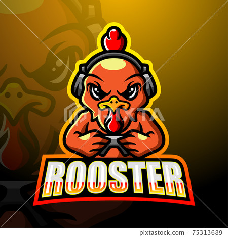 Gamer rooster mascot esport logo design 75313689