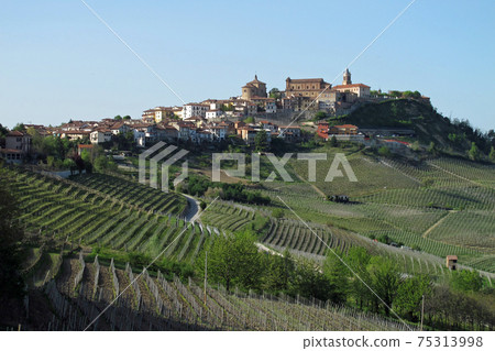 The town of La Morra in the Piemonte wine region of northern Italy. 75313998