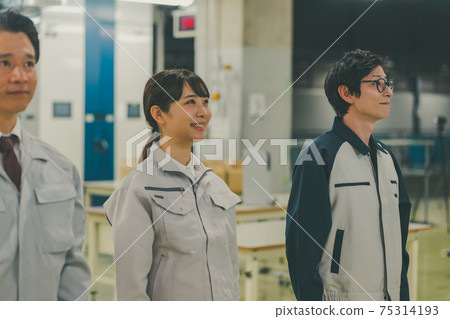 Factory morning assembly Factory morning assembly 75314193